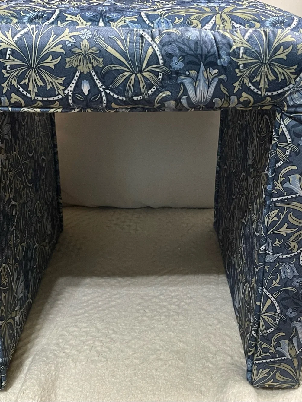 Blue Floral Upholstered Accent Stool ottoman by William Morris and Co viral FIRM